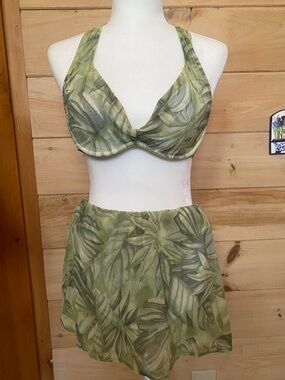 Tommy Bahama Vintage NWOT 1992 Green Leaf Print Two-Piece Swim Set, sz 10, rare!